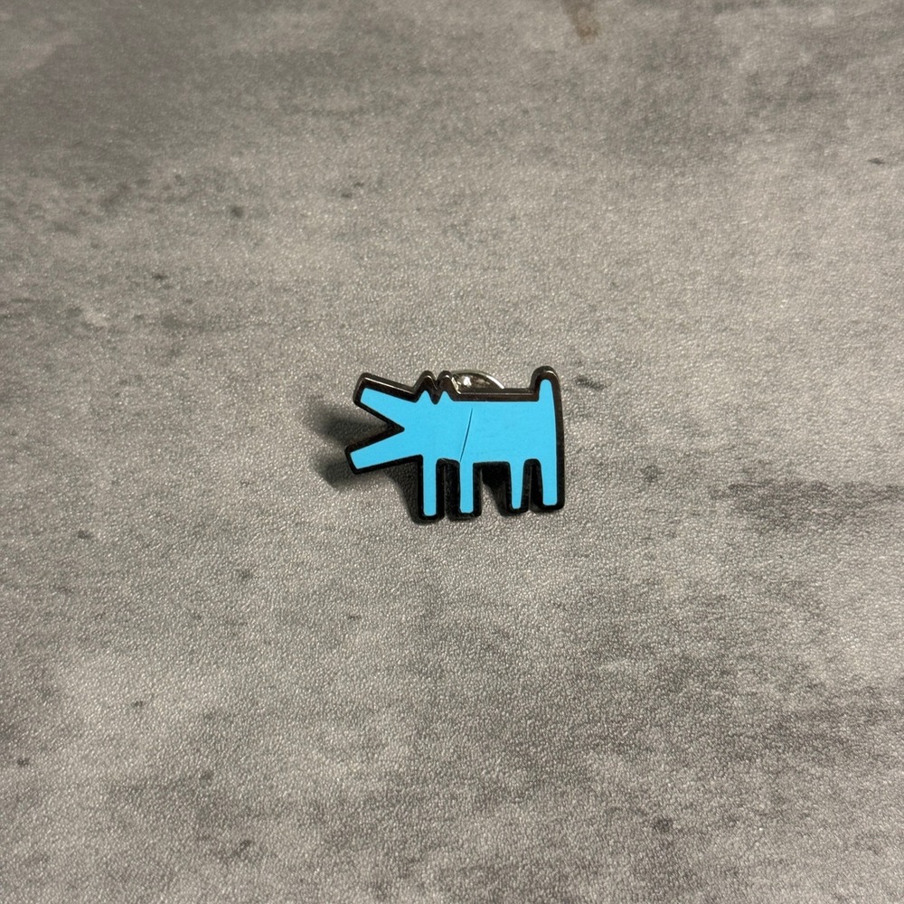 Keith Haring Barking Dog Enamel Pin Pintrill OS Style Barking Dog Blue Art EUC